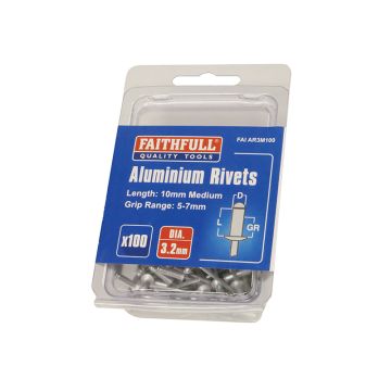 Aluminium Rivets 3.2 x 10mm Medium Pack of 100