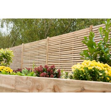 Pressure Treated Contemporary Double Slatted Fence Panels